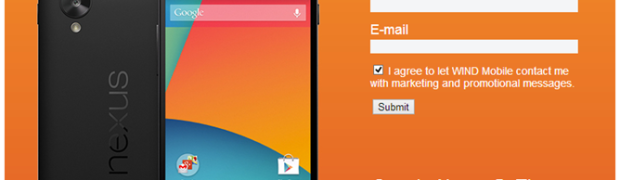 Nexus 5 pre-registration page for Wind Mobile goes live